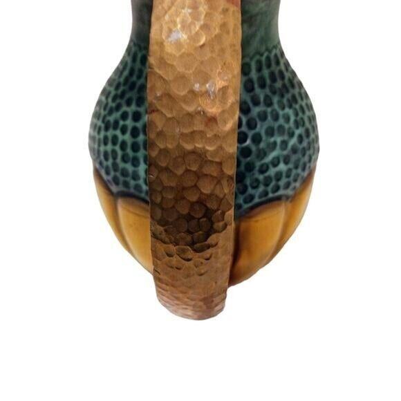 Mid 20th Century Copper Brass Hammered 11" Pitcher Exotic Large Lip Vintage Rare - Picture 4 of 12